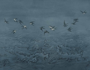 燕子海浪壁纸墙布-ID:191080693