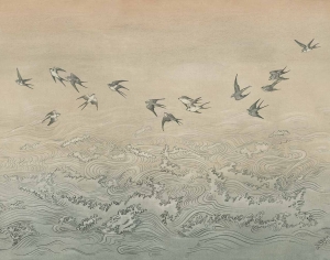 燕子海浪壁纸墙布-ID:239110055
