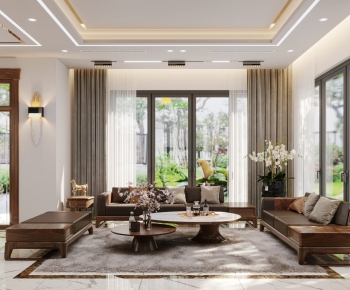 New Chinese Style A Living Room-ID:689805989