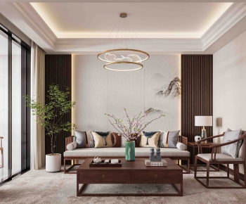 New Chinese Style A Living Room-ID:871026048