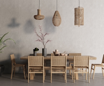 Wabi-sabi Style Dining Table And Chairs-ID:730510958