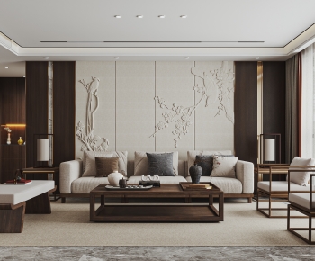 New Chinese Style A Living Room-ID:753206979