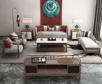 New Chinese Style A Living Room-ID:786999948