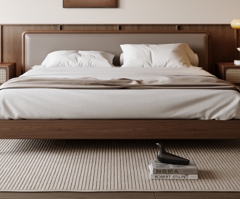 Wabi-sabi Style Double Bed-ID:585514071