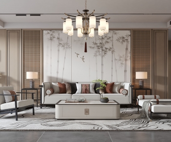 New Chinese Style A Living Room-ID:135310897