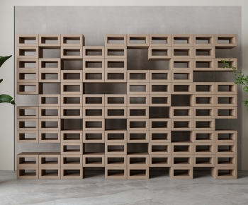 Wabi-sabi Style Cement Brick Screen Partition-ID:672070985