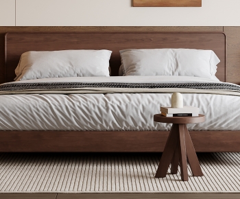 Wabi-sabi Style Double Bed-ID:890933048