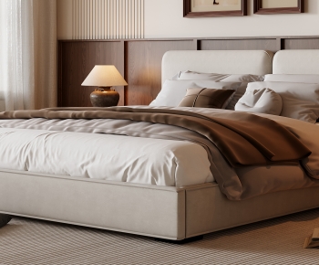 Wabi-sabi Style Double Bed-ID:702852967