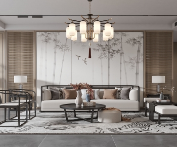 New Chinese Style A Living Room-ID:186387066