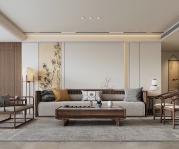 New Chinese Style A Living Room-ID:616095073