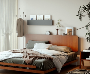 Wabi-sabi Style Double Bed-ID:160079006