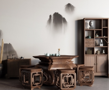 Chinese Style Tea Tables And Chairs-ID:100981955