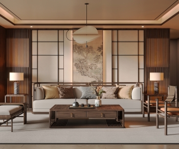 New Chinese Style A Living Room-ID:372879981