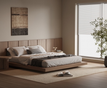 Wabi-sabi Style Double Bed-ID:686681032