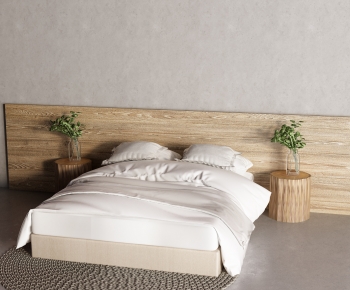 Wabi-sabi Style Double Bed-ID:189960098