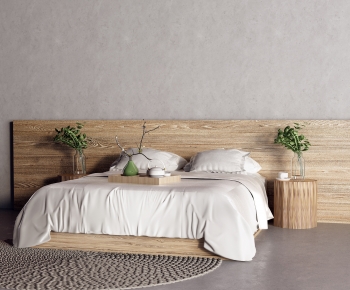 Wabi-sabi Style Double Bed-ID:700231083