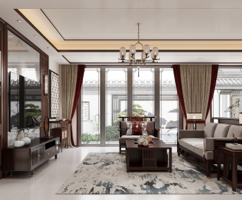 New Chinese Style A Living Room-ID:663326033