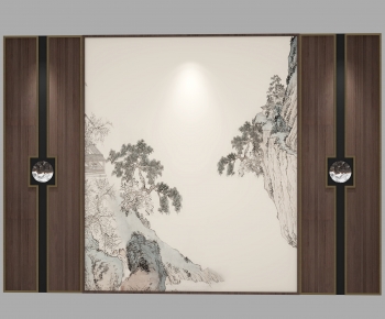 New Chinese Style TV Wall-ID:604015119