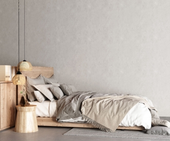 Wabi-sabi Style Double Bed-ID:919898037