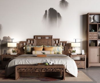 Chinese Style Double Bed-ID:738178019