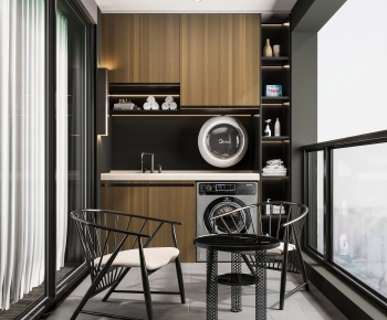 Modern Balcony Laundry Room-ID:705106977