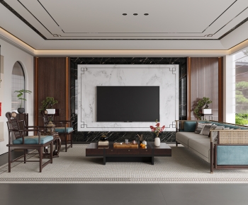 New Chinese Style A Living Room-ID:248984106