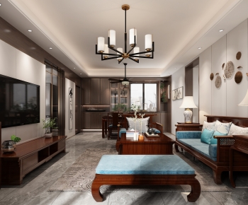 New Chinese Style A Living Room-ID:418551095