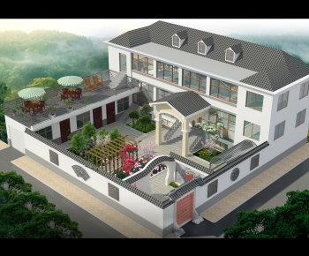 New Chinese Style Architectural Bird's-eye View Planning-ID:456876996