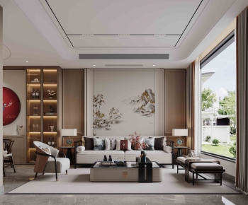 New Chinese Style A Living Room-ID:254615073