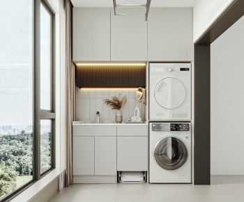 Modern Balcony Laundry Room-ID:742871051