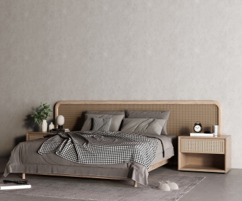 Wabi-sabi Style Double Bed-ID:724915038