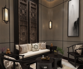 New Chinese Style A Living Room-ID:650194883