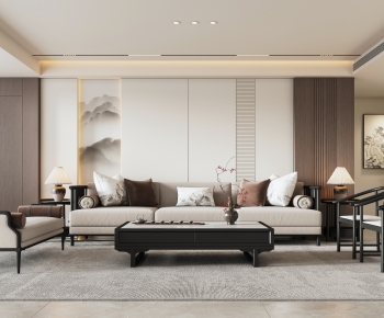 New Chinese Style A Living Room-ID:181323059