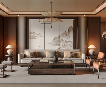 New Chinese Style A Living Room-ID:871198891