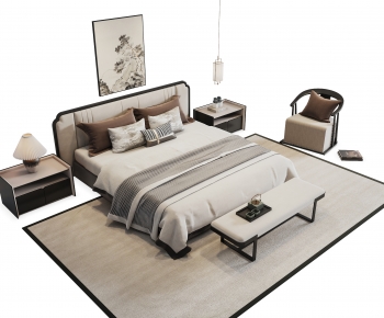 New Chinese Style Double Bed-ID:704175952