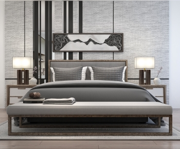 Modern Double Bed-ID:469219923