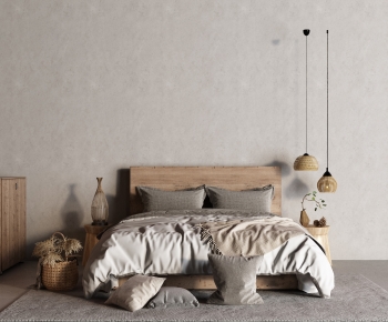 Wabi-sabi Style Double Bed-ID:713710075