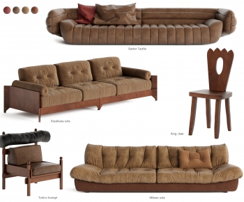 Retro Style Three-seat Sofa-ID:898443944