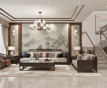 New Chinese Style A Living Room-ID:842780113