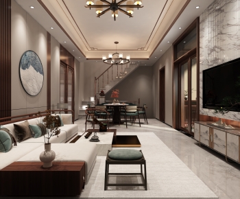 New Chinese Style A Living Room-ID:305951122