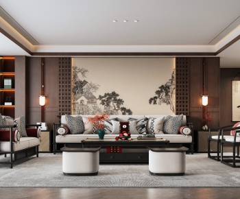 New Chinese Style A Living Room-ID:998831033