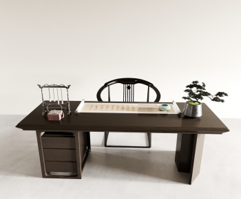 New Chinese Style Computer Desk And Chair-ID:242059952