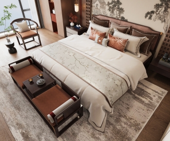 New Chinese Style Double Bed-ID:761344913