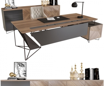 Modern Office Desk And Chair-ID:738677025