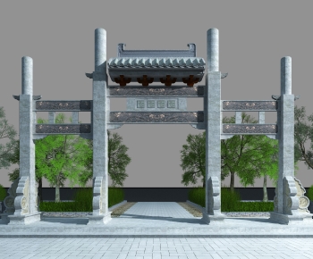 Chinese Style Decorated Archway-ID:428028115