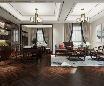 New Chinese Style A Living Room-ID:167253021