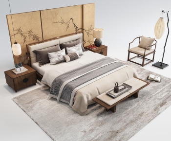 New Chinese Style Double Bed-ID:813093907