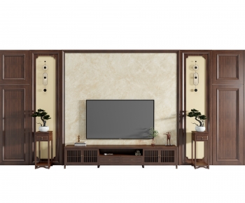 New Chinese Style TV Wall-ID:183702953