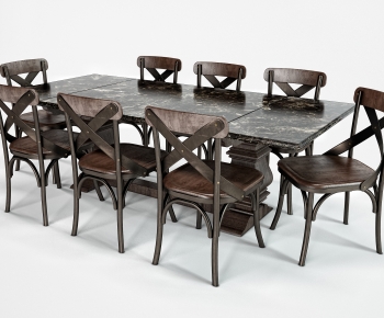 Industrial Style Dining Table And Chairs-ID:656539928