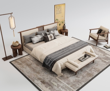 New Chinese Style Double Bed-ID:728245029